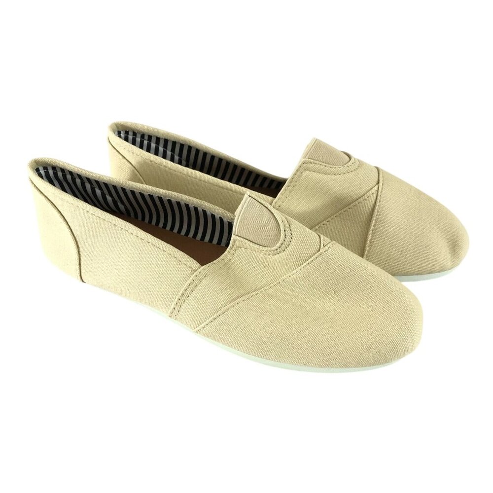 Ollio Womens Espadrille Flats Canvas Slip On Beige Size 7